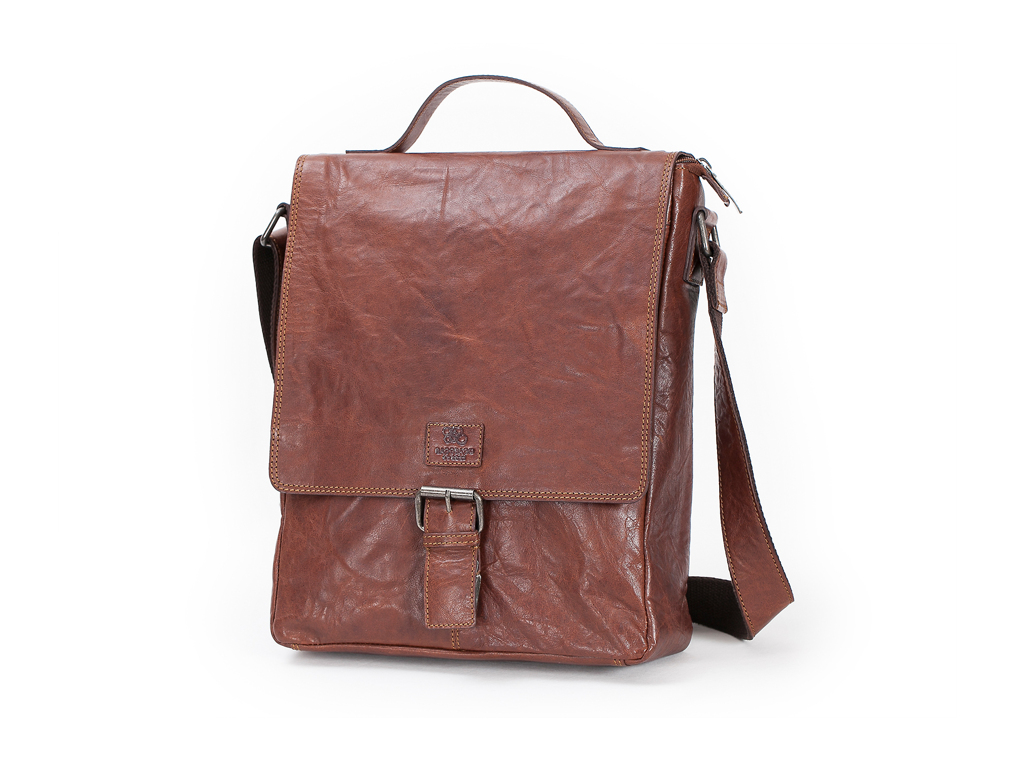 Aktatáska Vertical Flapbag 13" Brandy BB071 1 Brandy bőr laptoptáska függőleges 13 BB071 - elegáns bivalybőr táska mágneses záródású fedéllel