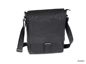 fekete bőr laptoptáska függőleges 13 BB072 - elegáns bivalybőr táska mágneses záródású fedéllel