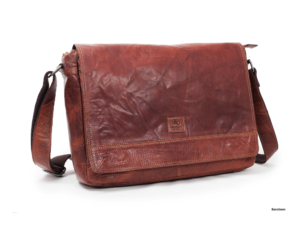 férfi bőr aktatáska 15-16 Brandy BB096 - Flapbag fedeles laptoptáska mágneses záródással brandy