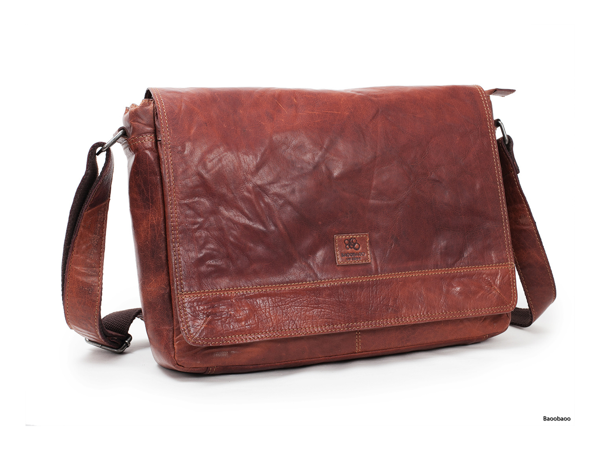 Aktatáska Flapbag 15"-16" Brandy BB096 1 férfi bőr aktatáska 15-16 Brandy BB096 - Flapbag fedeles laptoptáska mágneses záródással brandy