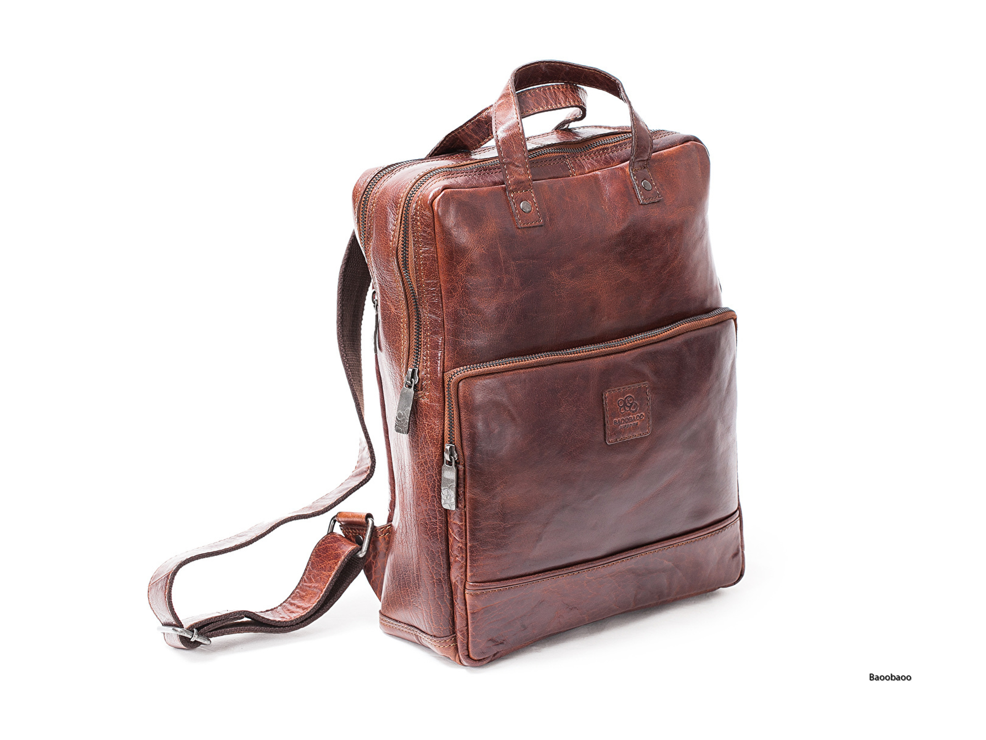 Hátizsák Backpack Handle 13" Brandy BB104 1 Brandy bőr táska 13 fogantyúval BB104 - közepes méretű bivalybőr laptoptáska hatizsak