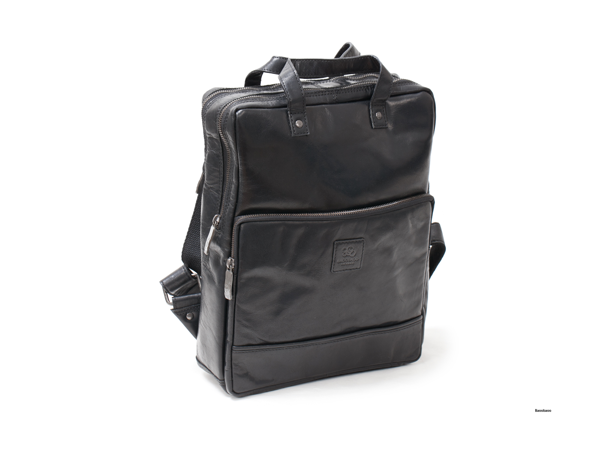 Hátizsák Backpack Handle 13" Black BB105 1 fekete bőr táska 13 fogantyúval BB105 - közepes méretű bivalybőr laptoptáska