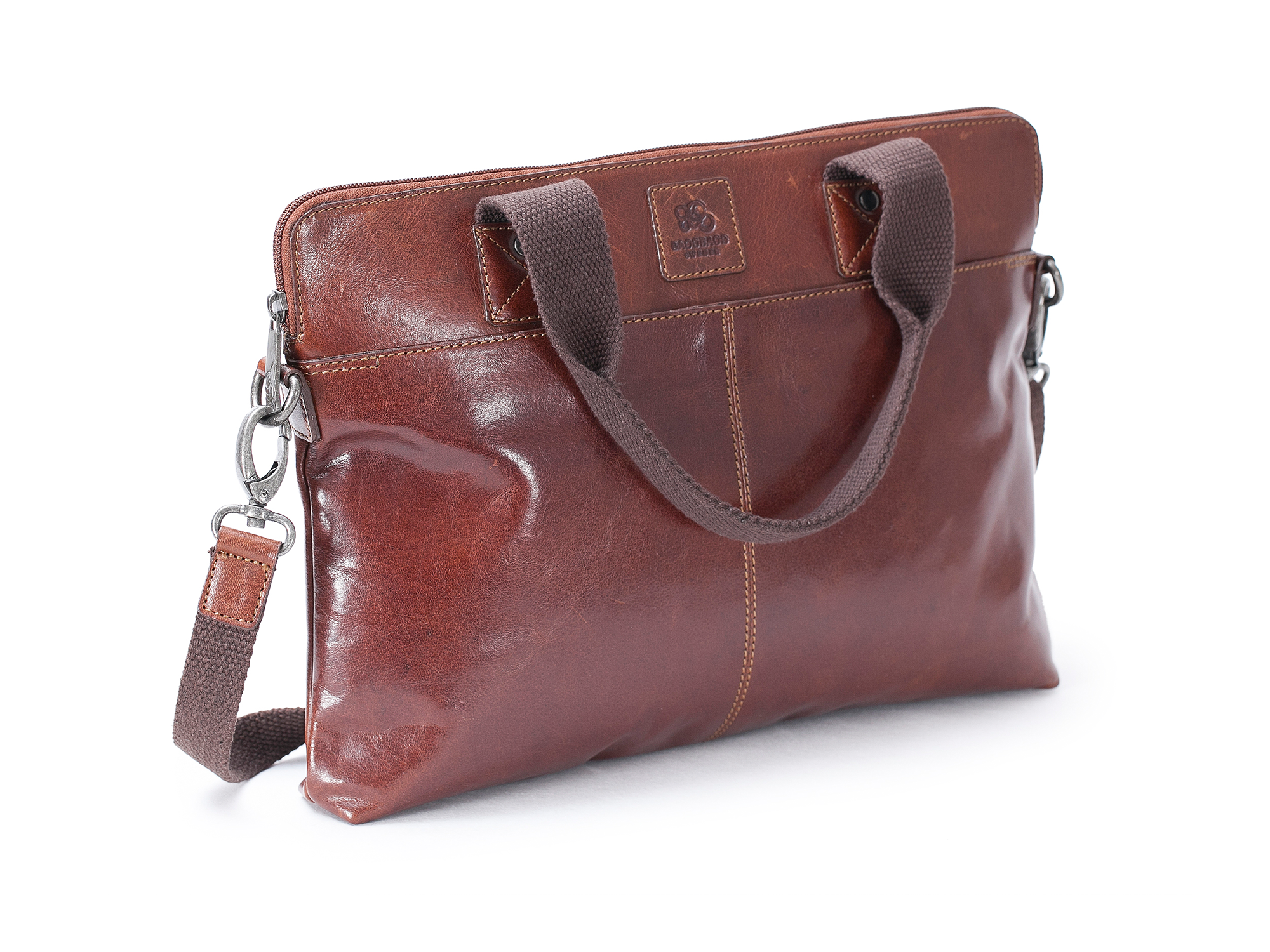 Aktatáska Slimbag 13" Brandy BB112 1 Brandy bőr laptoptáska slim 13 BB112 - vékony bivalybőr aktatáska mágneses zsebbel