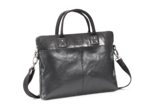 fekete bőr laptoptáska slim 13 BB113 - vékony bivalybőr aktatáska mágneses zsebbel