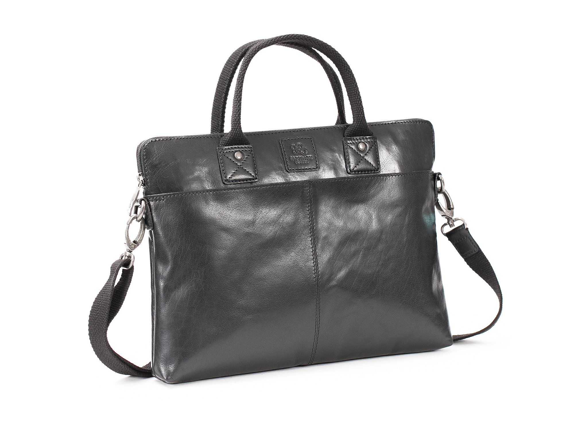 Aktatáska Slimbag 13" Black BB113 1 fekete bőr laptoptáska slim 13 BB113 - vékony bivalybőr aktatáska mágneses zsebbel