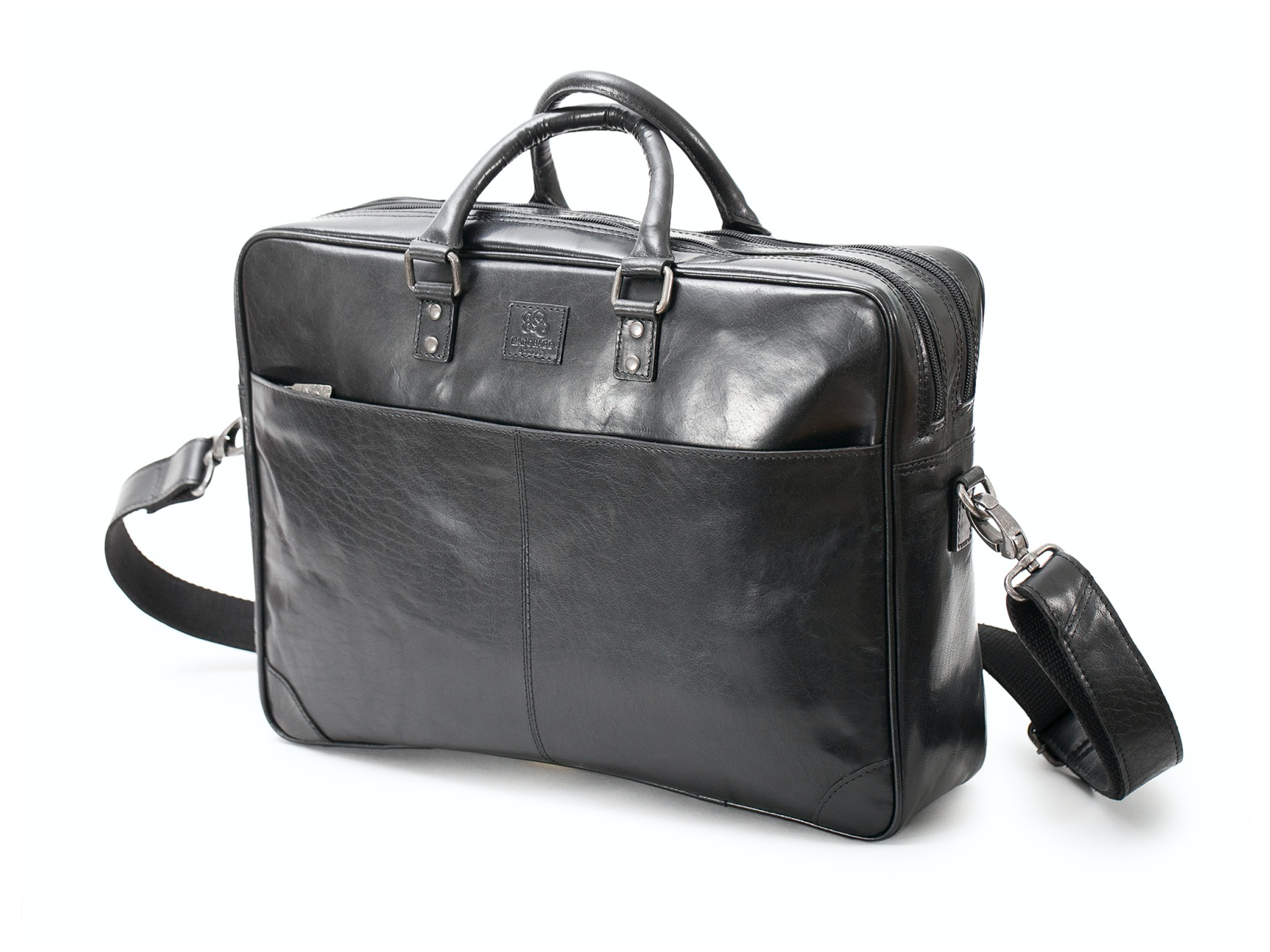 Aktatáska Briefcase Soft 15"-16" 2-zip Black BB115 1 férfi bőr aktatáska 15-16 fekete BB115 - 2 cipzáras bivallybőr laptoptáska