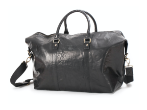 Black színű bivalybőr utazó táska Weekendbag Rica BB502, Hétvégi táska Rica két külső cipzáros zsebbel, Black BB502 kézipoggyász méret,taska