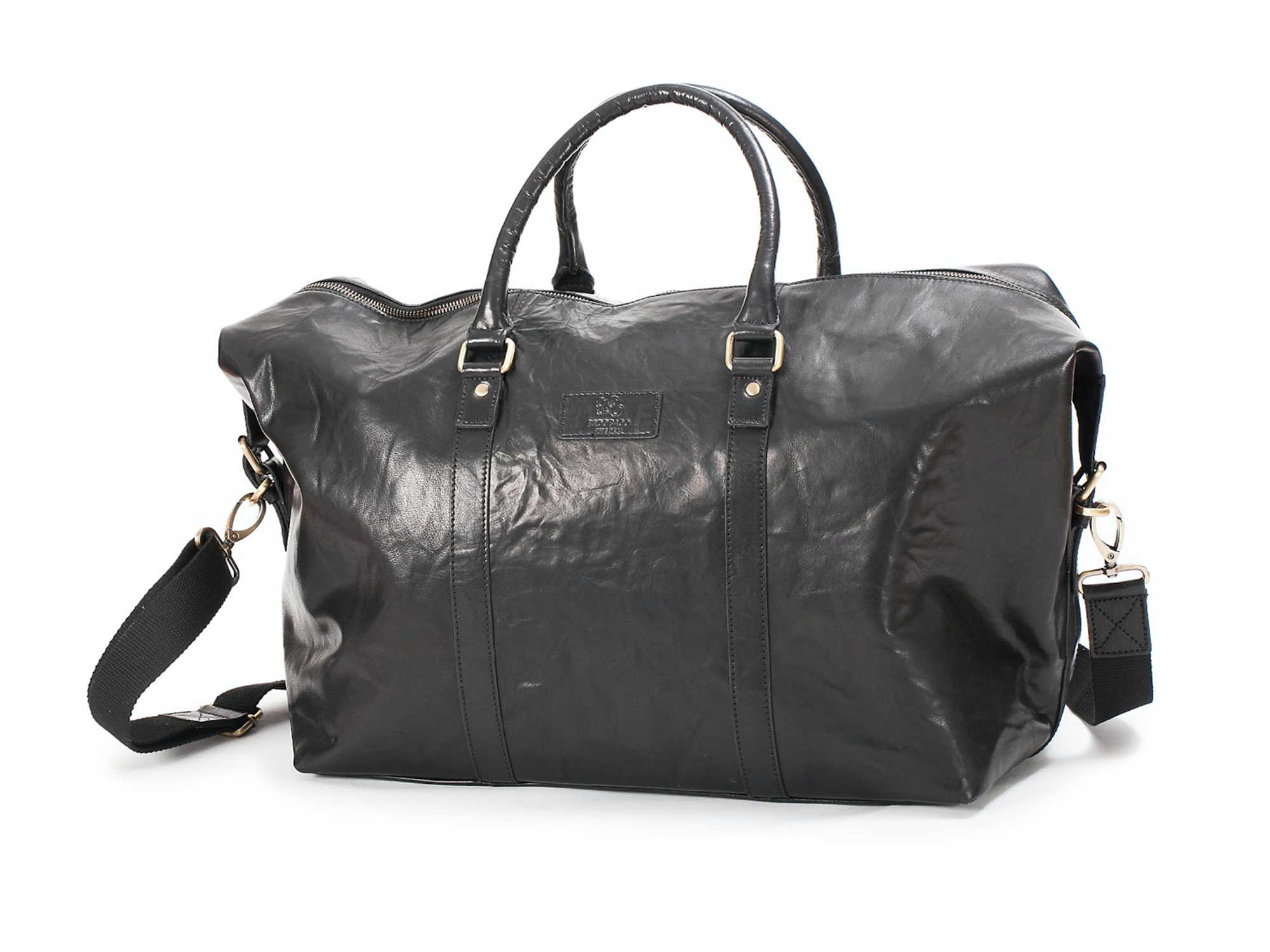 Hétvégi táska Weekendbag Rica Black BB502 1 Black színű bivalybőr utazó táska Weekendbag Rica BB502, Hétvégi táska Rica két külső cipzáros zsebbel, Black BB502 kézipoggyász méret,taska