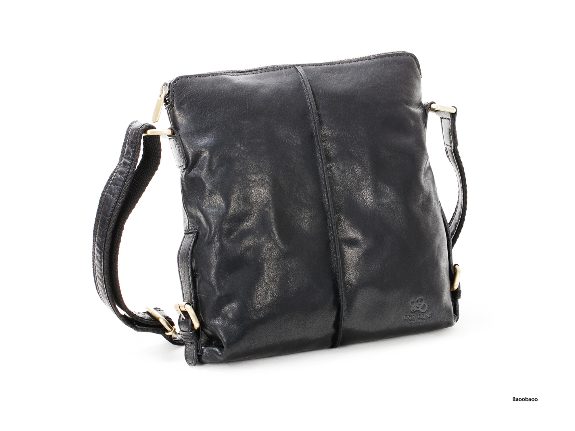 Kézitáska Shoulderbag Medium Black LB017 1 Fekete bivalybőr női közepes valódi bőr táska Shoulderbag Medium LB017