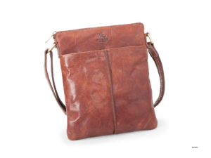 Brandy színű bivalybőr női bőrtáska Shoulderbag Small LB018, Valódi bőr táska LB018 Brandy színű vállon viselve, Kis méretű bőrtáska Shoulderbag Small LB018 belső zsebekkel, kézitáska
