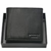 Fekete férfi bőr pénztárca BB141 nyitott és zárt állapotban